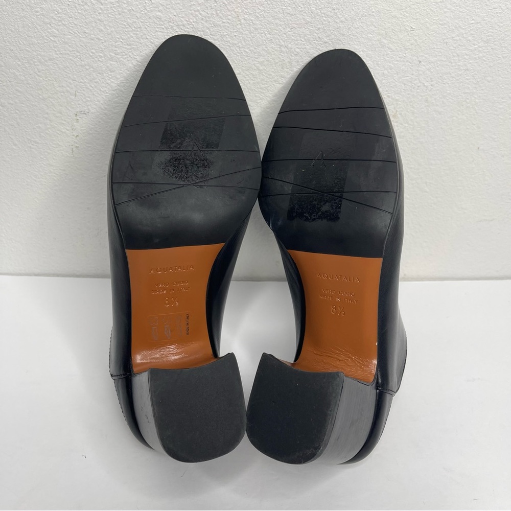 Aquatalia Elisabetta Black Slip-On Leather Block Heel Mule Booties Size 8.5 - Picture 8 of 14